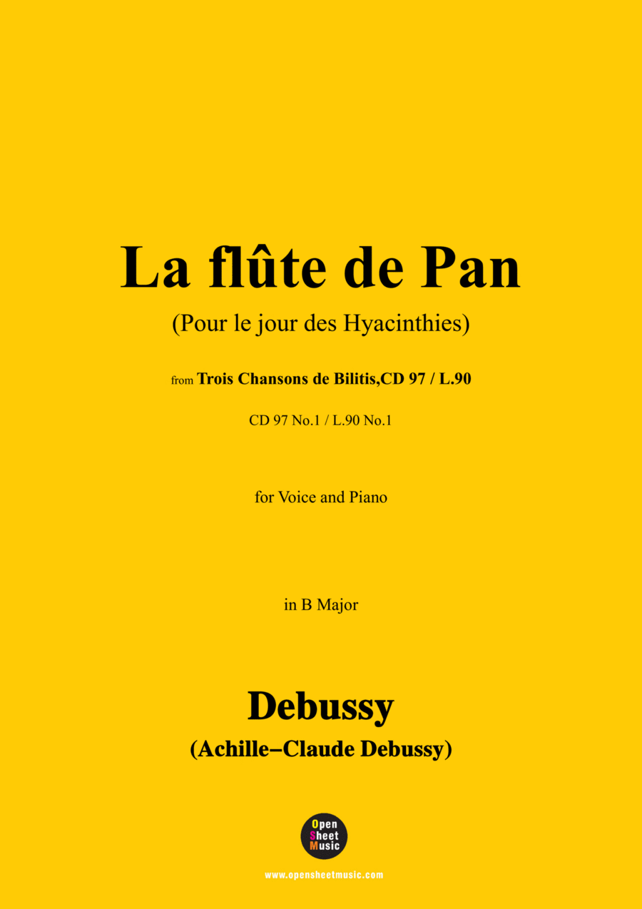 Debussy-La flûte de Pan(Pour le jour des Hyacinthies),CD 97 No.1(L.90 No.1),in B Major Voice scores gallery preview page 1