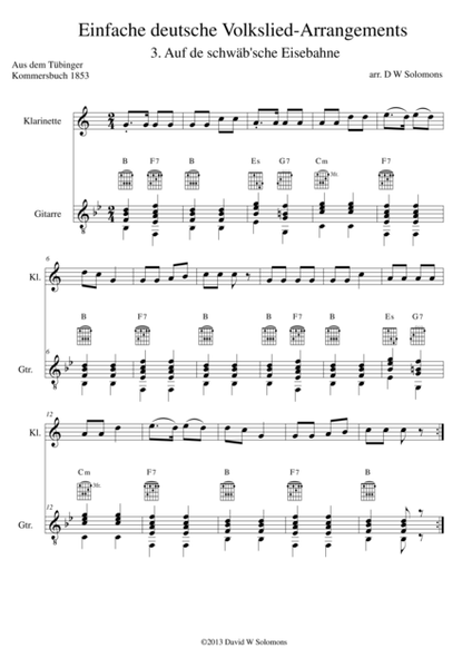 Railway Song (Auf de schwäb'sche Eisebahne) for clarinet and guitar image number null