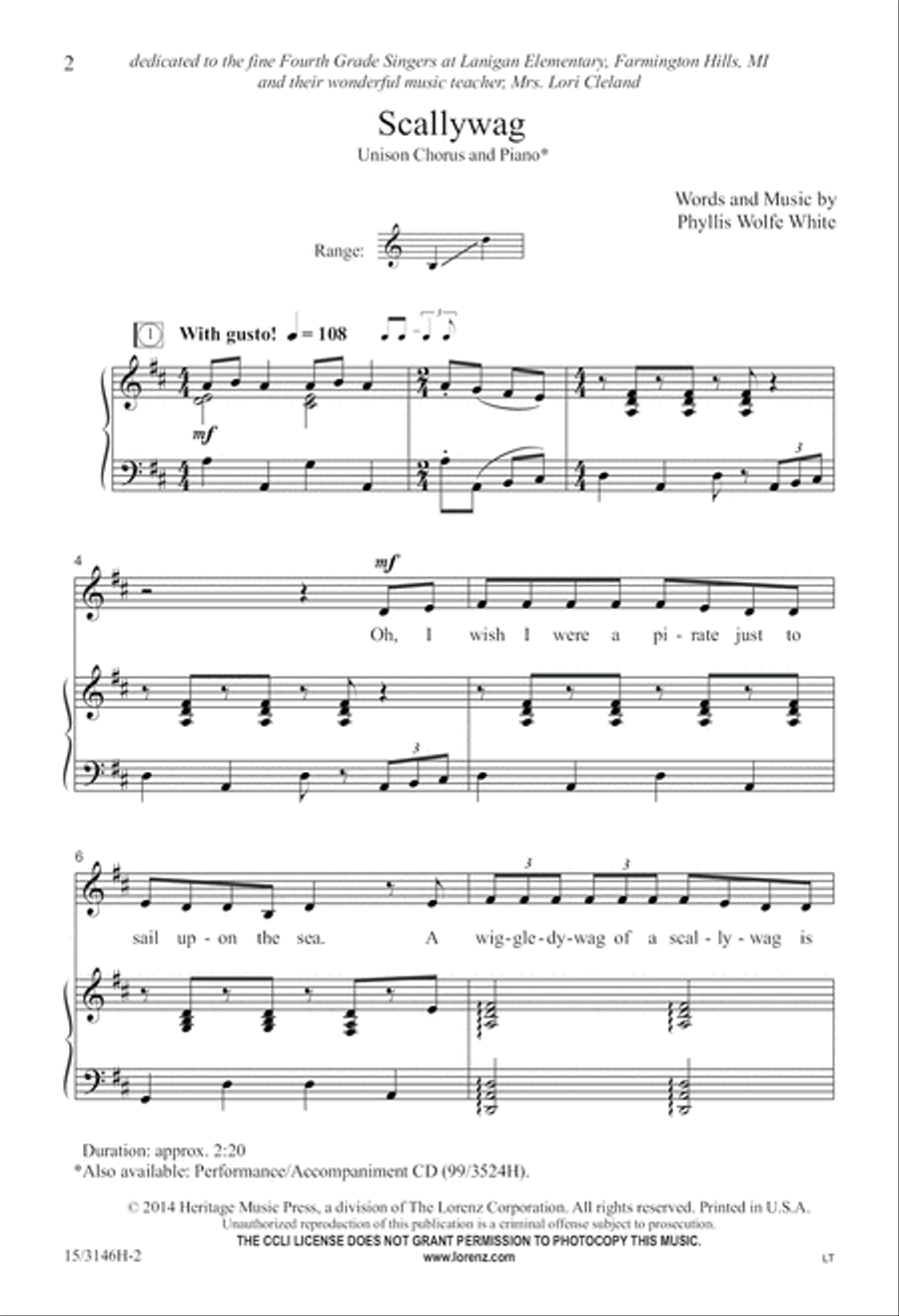 Scallywag Scallywag Unison Choir scores gallery preview page 3