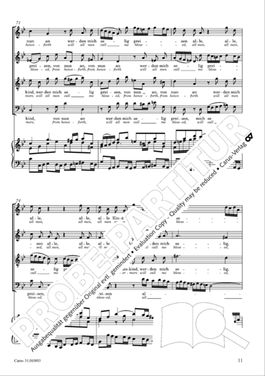 Magnify the Lord, my soul (Meine Seel erhebt den Herren) 4-Part scores gallery preview page 12