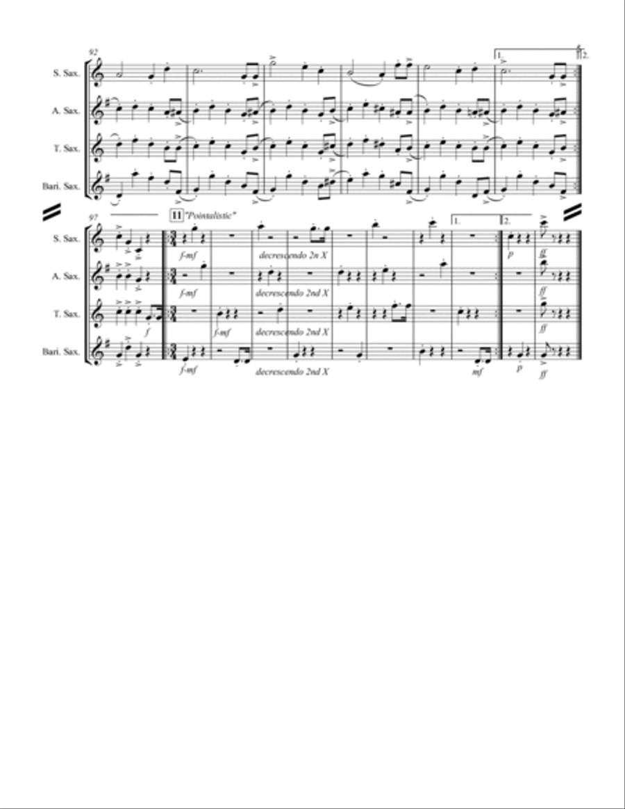 Happy Birthday and Stylistic Variations (for Saxophone Quartet SATB or AATB) Saxophone Quartet scores gallery preview page 6