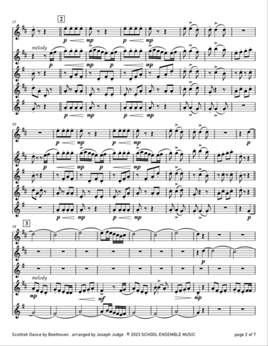 Scottish Dance by Beethoven for Saxophone Quartet in Schools Saxophone Quartet scores gallery preview page 2