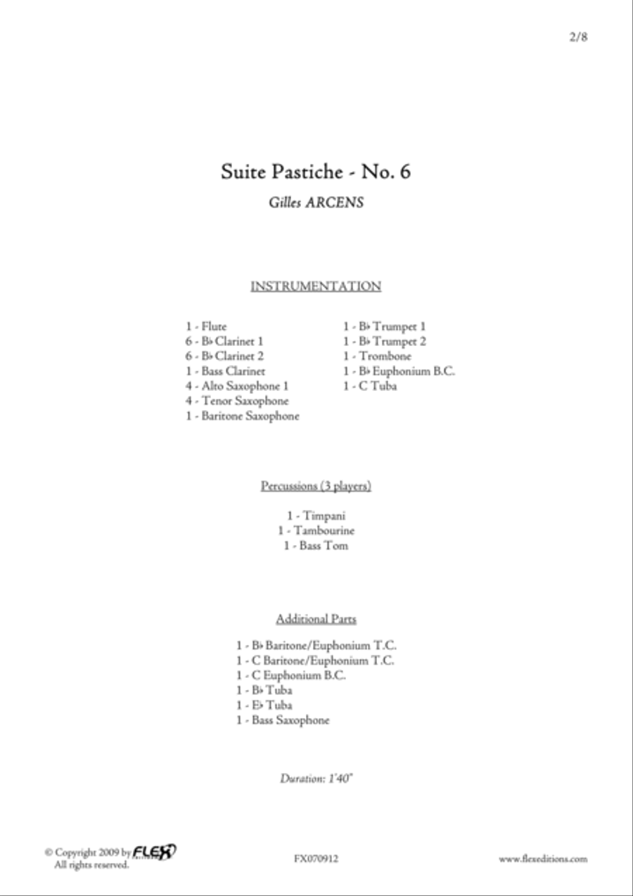 Suite Pastiche: No. 6 Concert Band scores gallery preview page 2