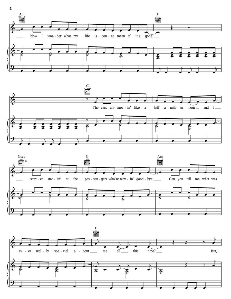 How Far We've Come Piano, Vocal, Guitar scores gallery preview page 2
