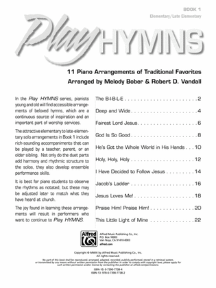 Book cover for Play Hymns, Book 1: 11 Piano Arrangements of Traditional Favorites
