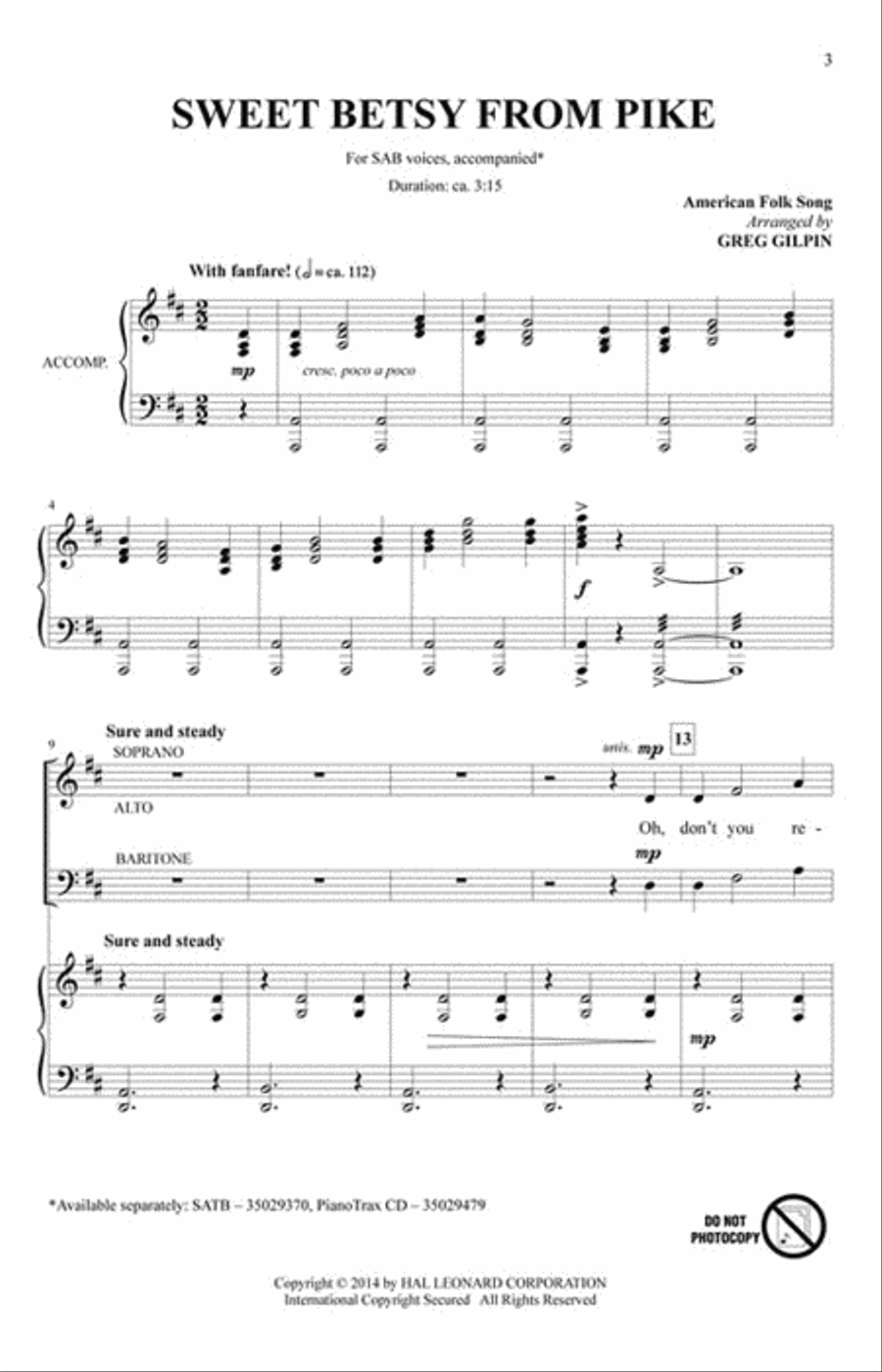 Sweet Betsy from Pike 3-Part scores gallery preview page 2