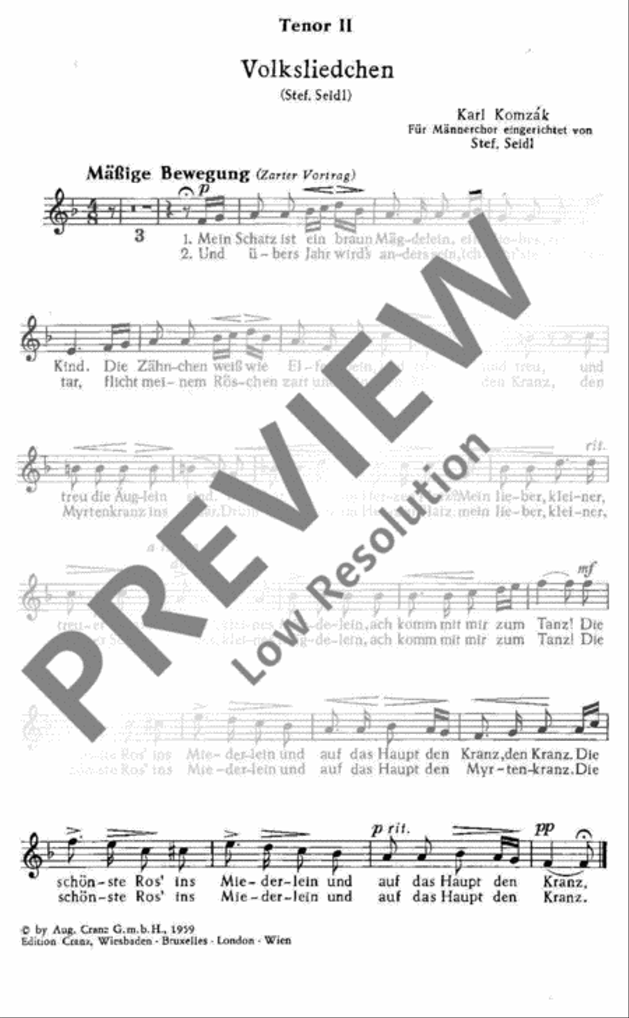 Volksliedchen Volksliedchen TTBB scores gallery preview page 2