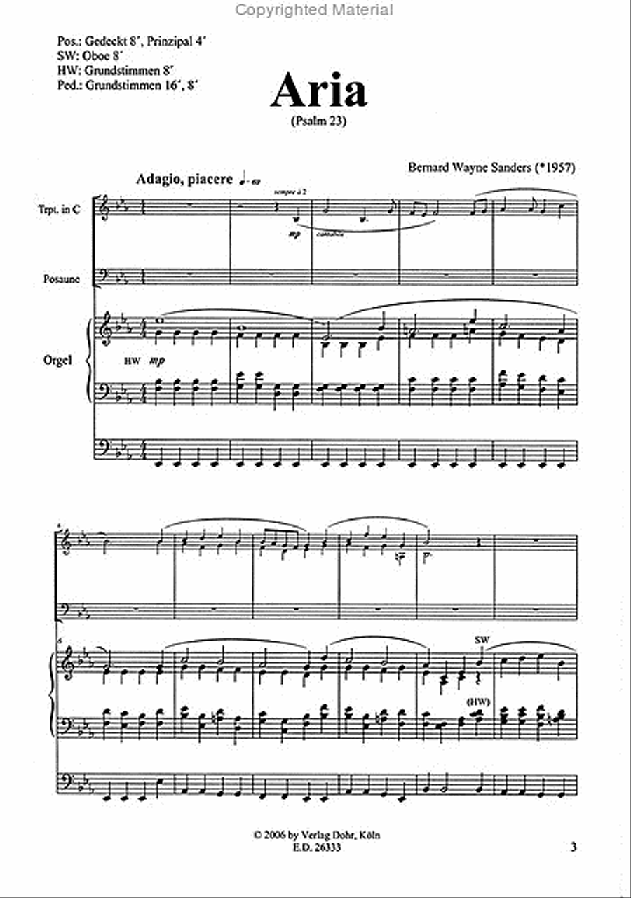 Aria für zwei Trompeten, zwei Posaunen und Orgel (1995) Trombone scores gallery preview page 2
