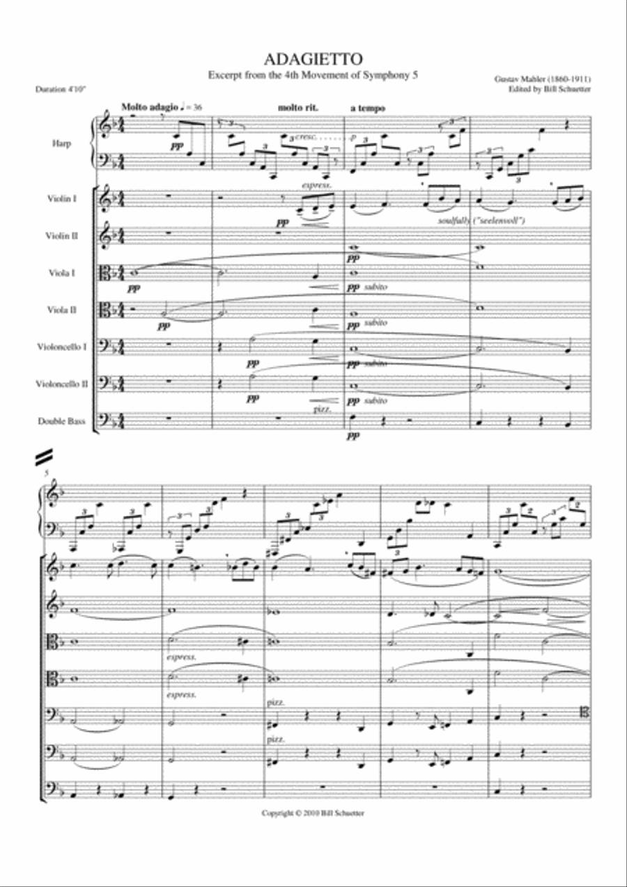 Adagietto from Symphony #5 String Orchestra scores gallery preview page 1