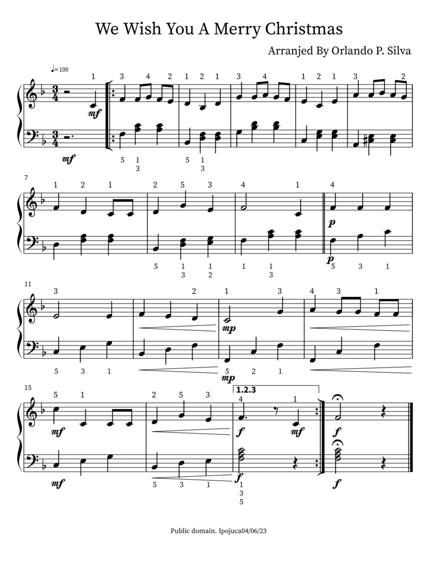We Wish You A Merry Christmas (piano) Piano scores gallery preview page 1
