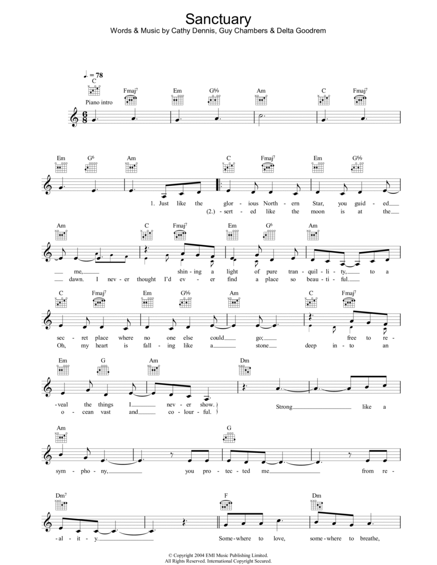 Sanctuary Piano scores gallery preview page 1