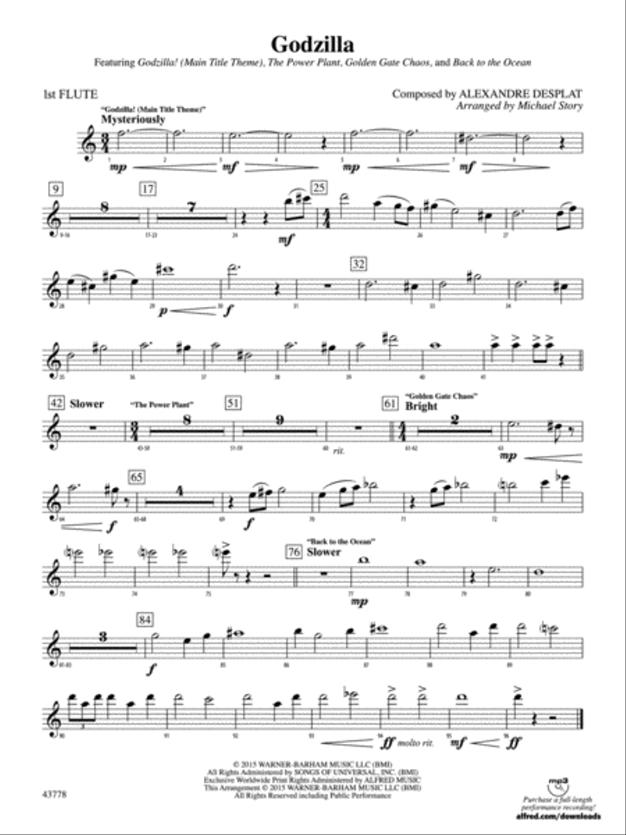 Godzilla: Flute Full Orchestra scores gallery preview page 1