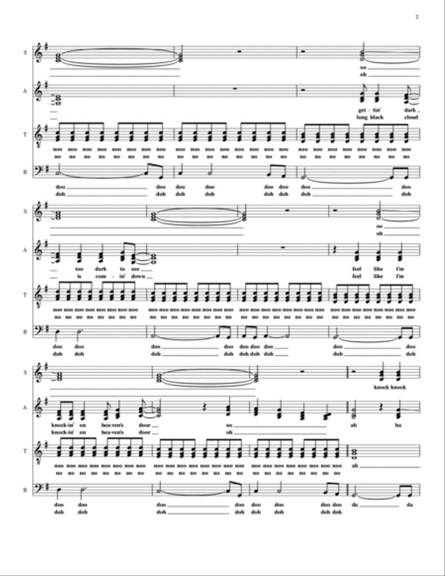 Knockin' On Heaven's Door Choir scores gallery preview page 2