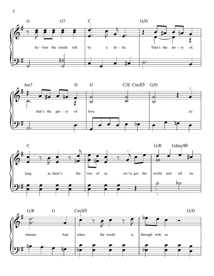 The Glory Of Love The Glory Of Love Easy Piano scores gallery preview page 2