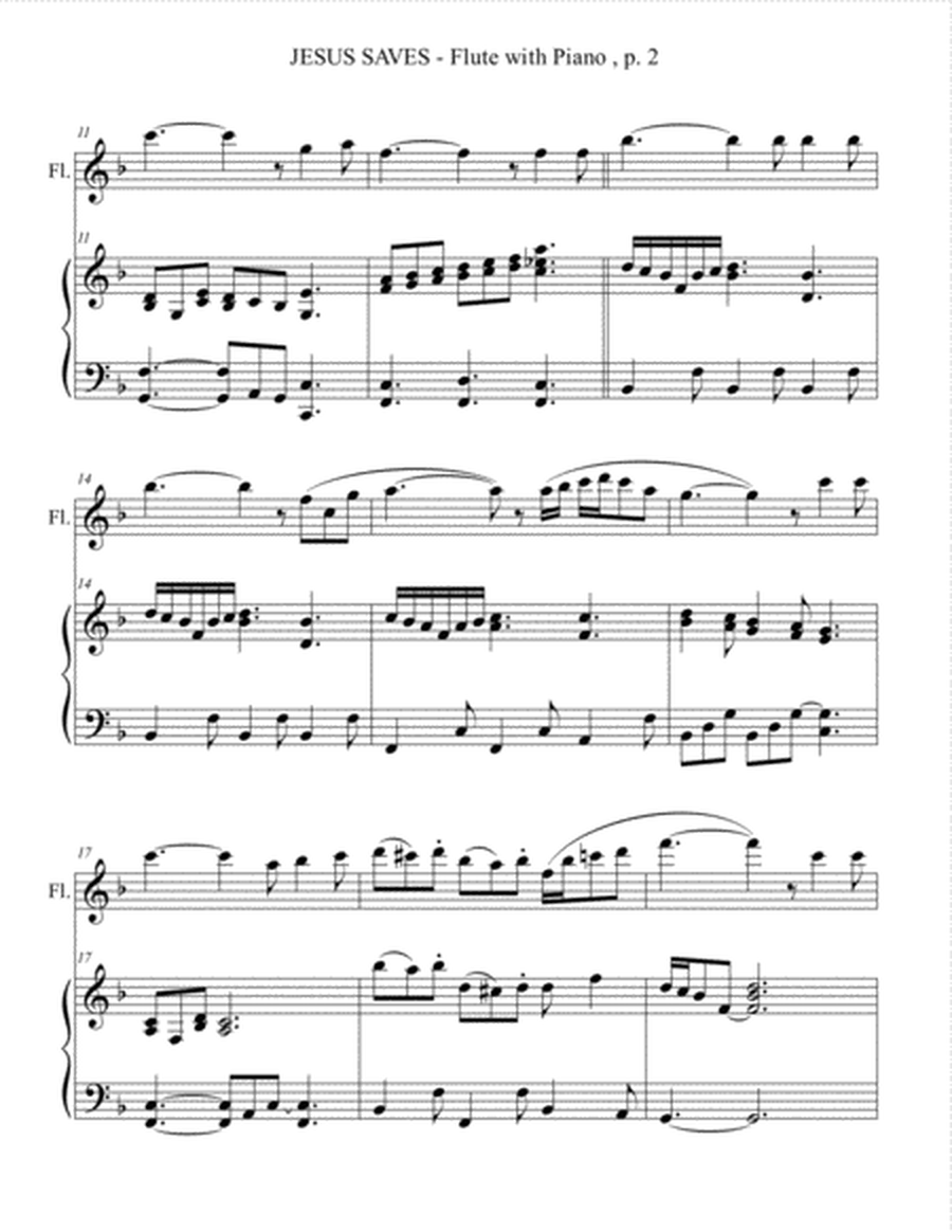 JESUS SAVES (Flute with Piano - Score & Part included) image number null