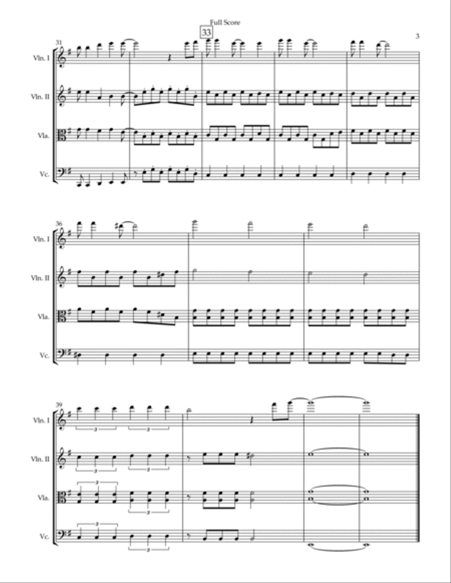 Dragon Ball Z Opening Theme String Quartet scores gallery preview page 3