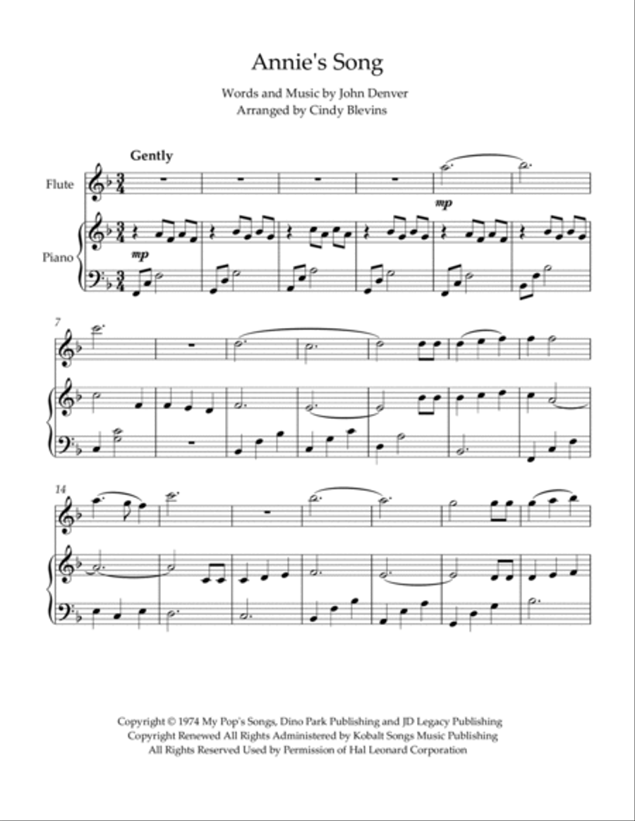Annie's Song Flute Solo scores gallery preview page 2