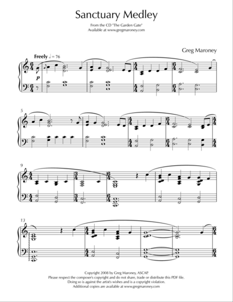 Sanctuary Medley Sanctuary Medley Piano Method scores gallery preview page 1