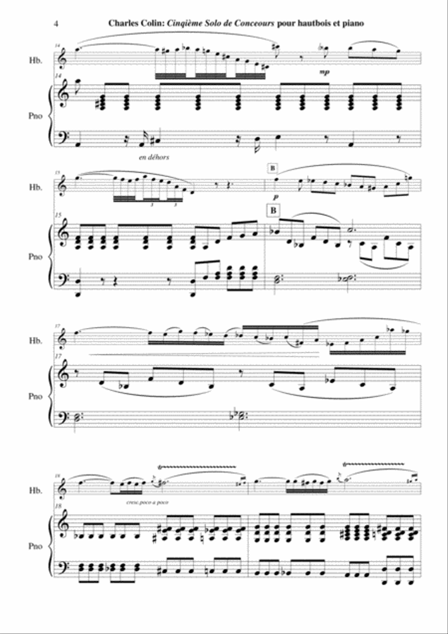 Charles Colin: Cinquième Solo de Concours, Opus 45 fro oboe and piano Piano scores gallery preview page 4