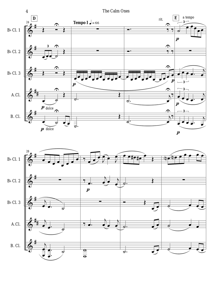 The Calm Ones (in a Noisy World) for Clarinet Choir Clarinet Choir scores gallery preview page 4