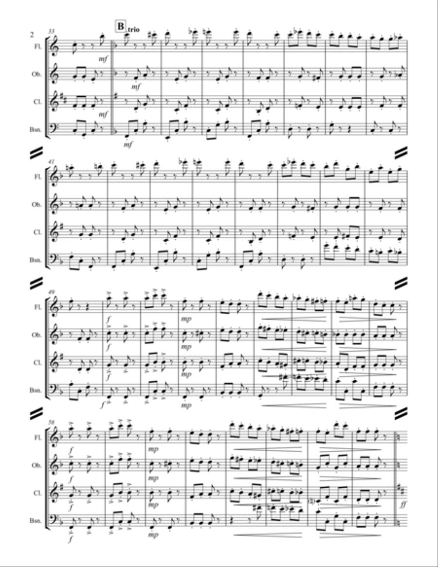 Strauss II – Pizzicato Polka (for Woodwind Quartet) Woodwind Quartet scores gallery preview page 3