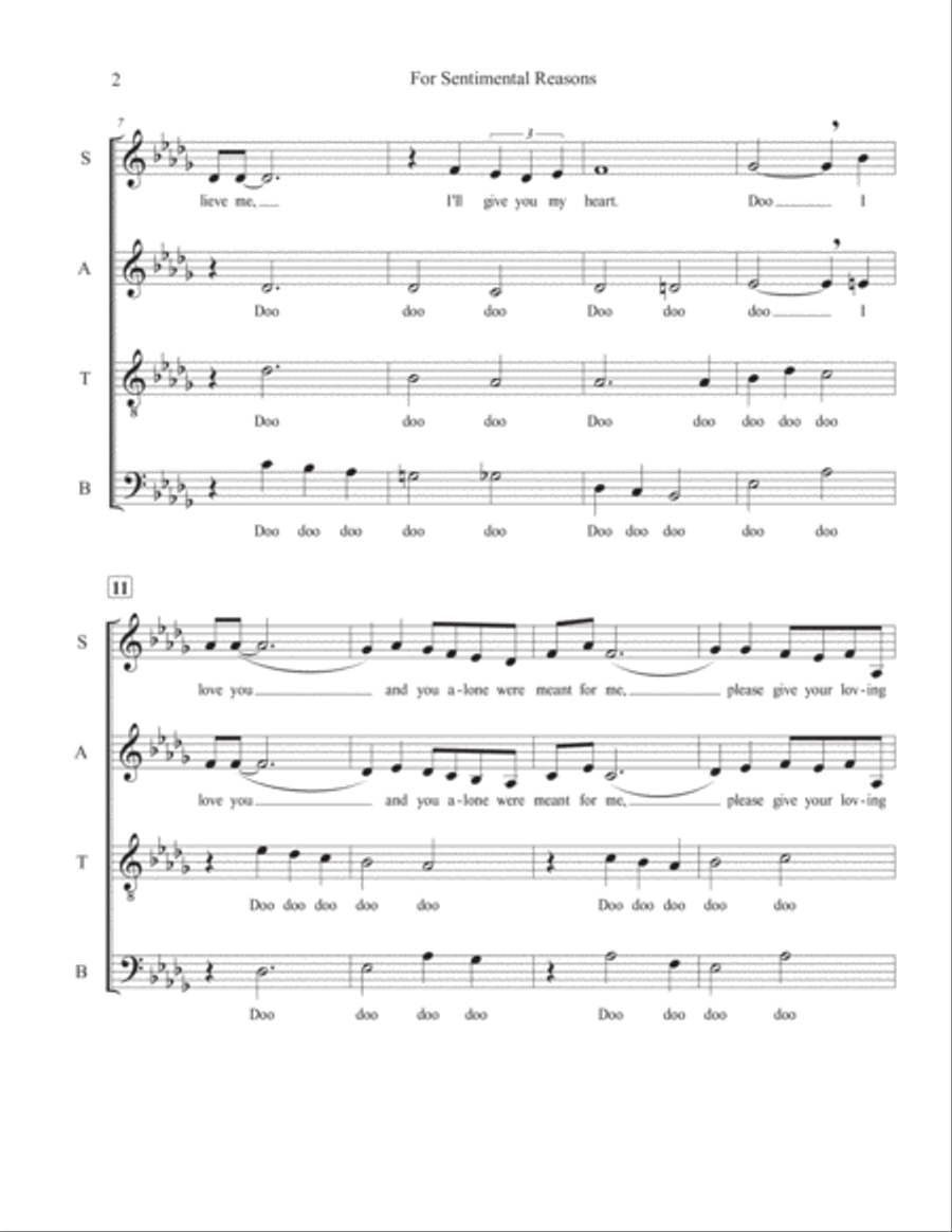 (i Love You) For Sentimental Reasons 4-Part scores gallery preview page 2