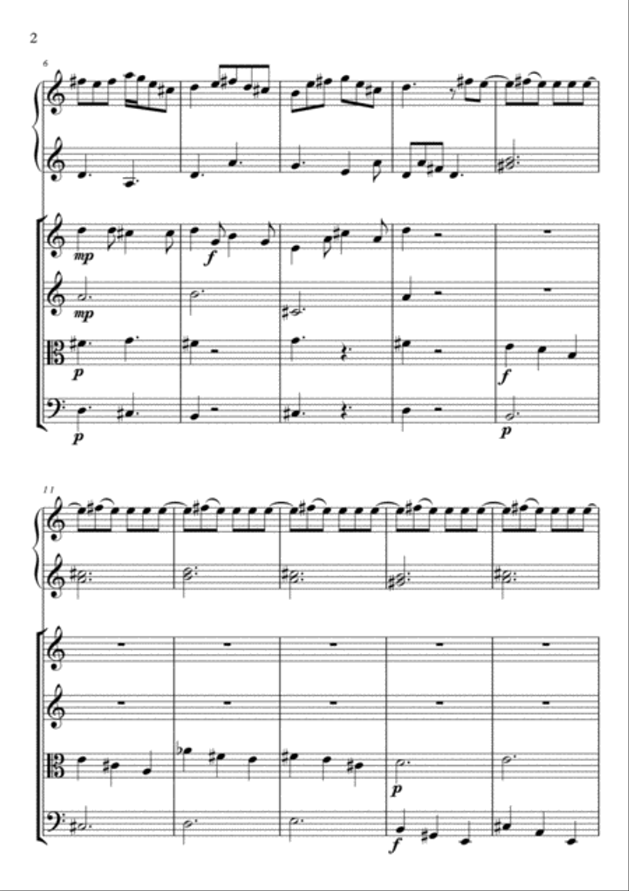 Piano and strings ensemble based on F.Sor op. 31 Small Ensemble scores gallery preview page 2