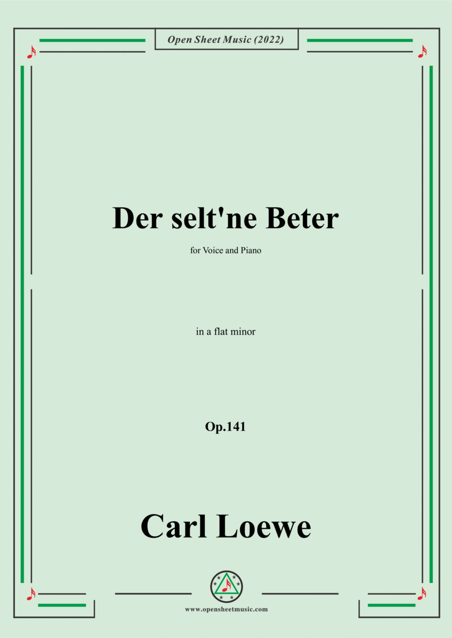 Loewe-Der selt'ne Beter,in a flat minor,Op.141,for Voice and Piano Voice Solo scores gallery preview page 1