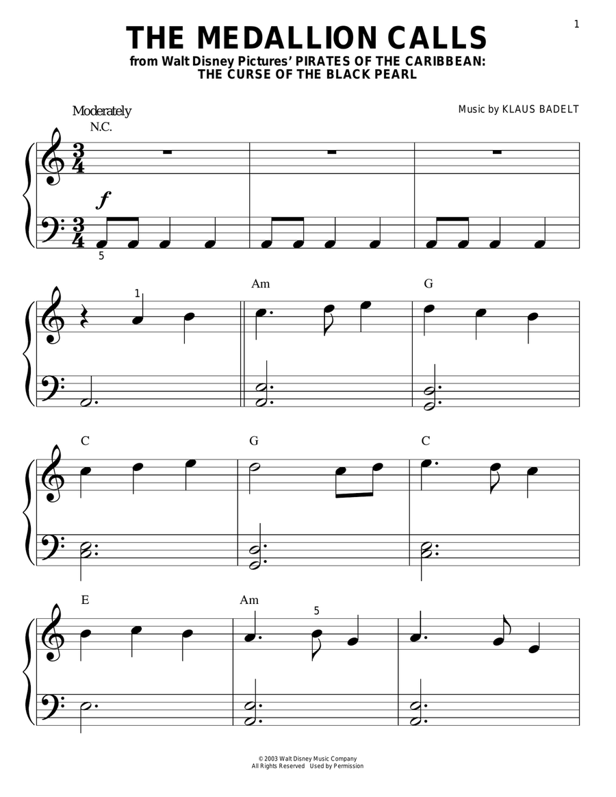 The Medallion Calls The Medallion Calls Easy Piano scores gallery preview page 1
