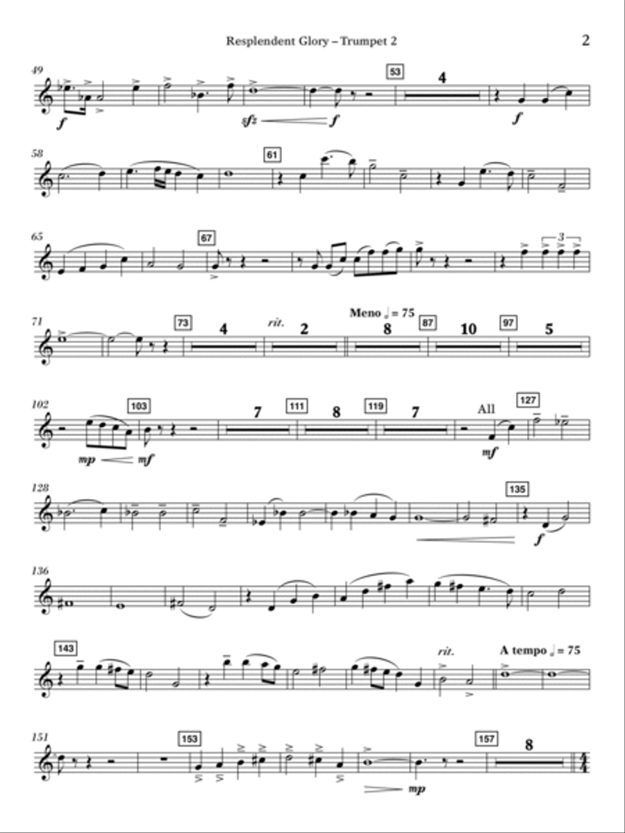 Resplendent Glory - Bb Trumpet 2 Concert Band scores gallery preview page 2