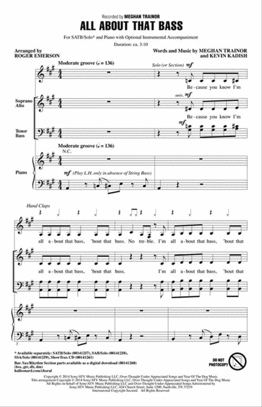 All About That Bass Show Choir scores gallery preview page 2