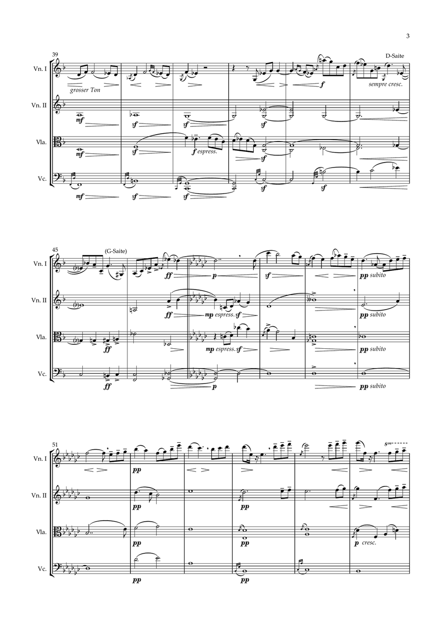 Adagietto from Symphony No. 5 String Quartet scores gallery preview page 3