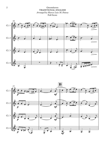 Greensleeves - Clarinet Quartet image number null