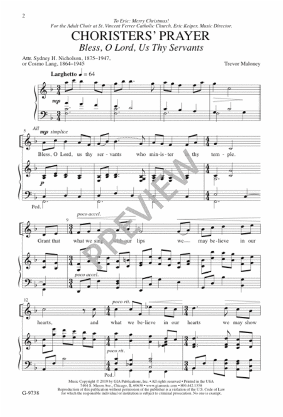 Choristers' Prayer 4-Part scores gallery preview page 3