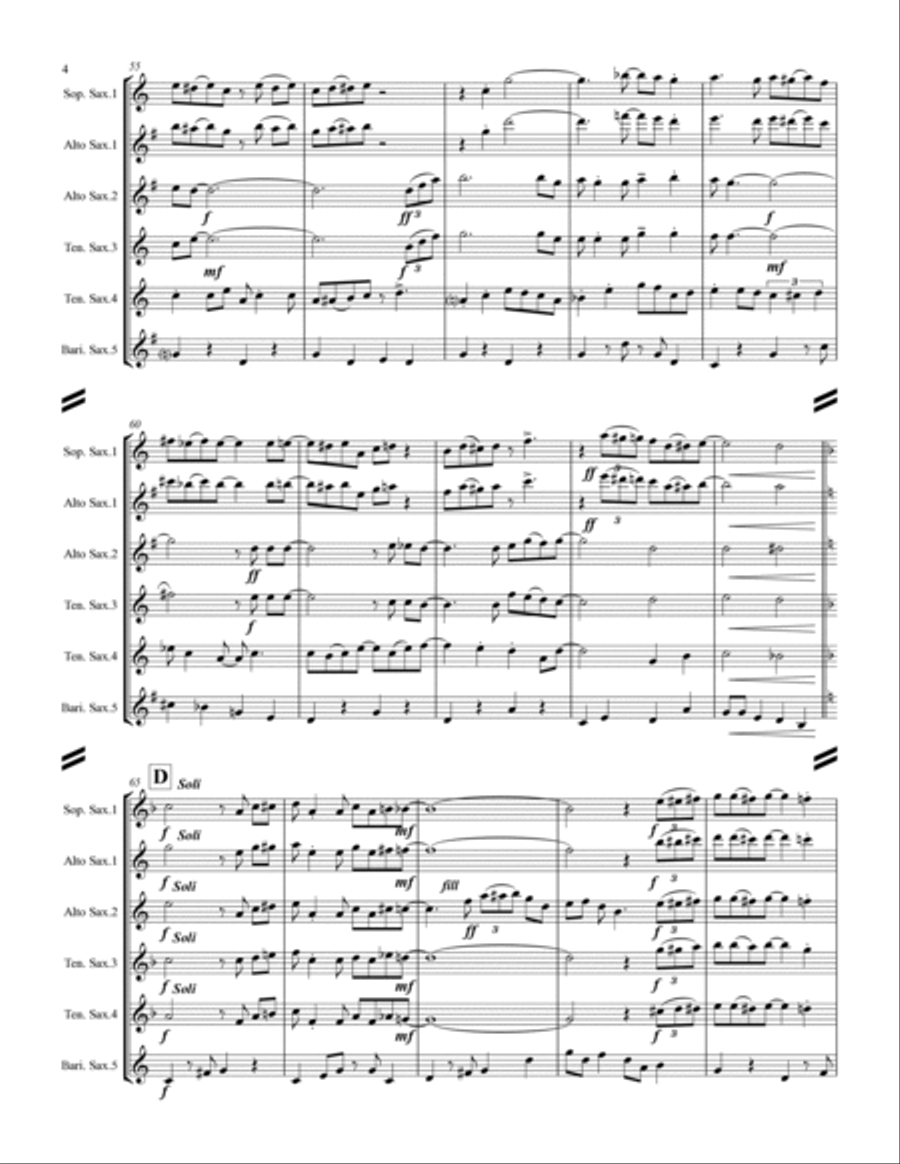 A Closer Walk With Thee (for Saxophone Quintet SATTB or AATTB) Saxophone Quintet scores gallery preview page 5