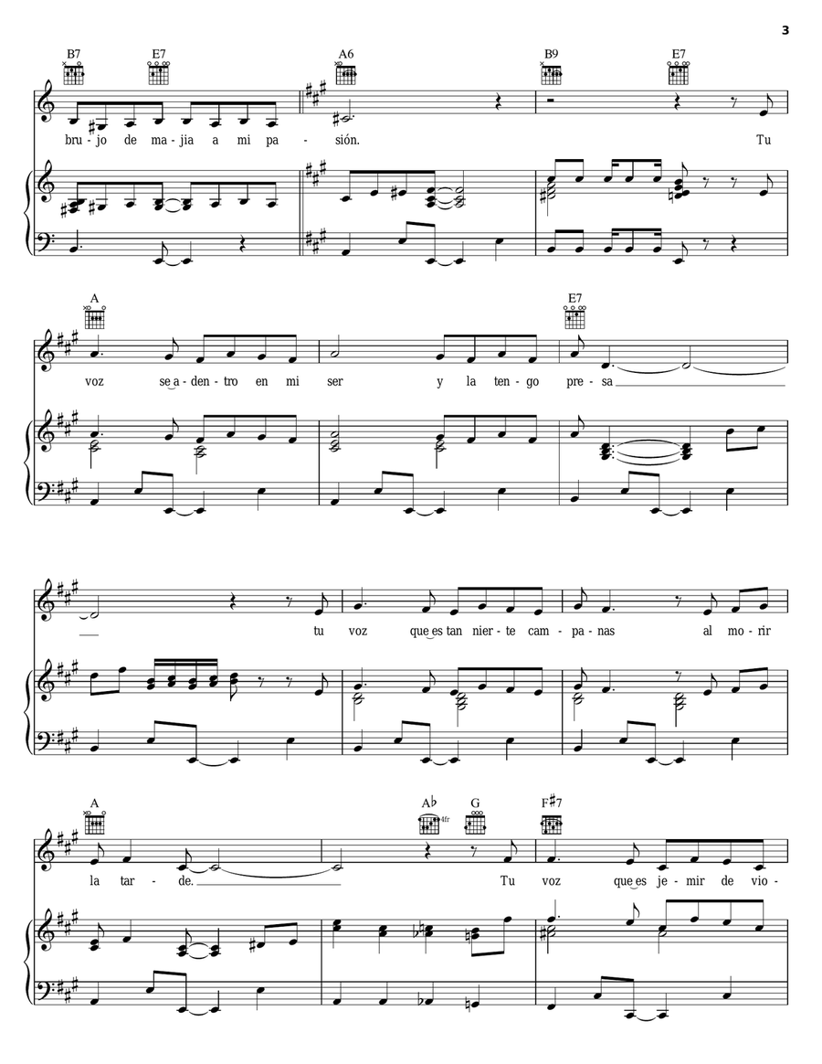 Tu Voz Piano, Vocal, Guitar scores gallery preview page 3
