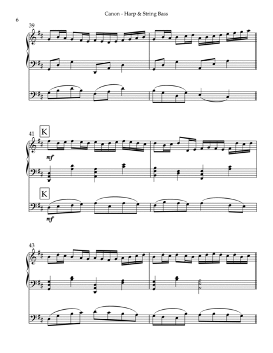 Canon, Duet for String Bass & Harp String Duet scores gallery preview page 6