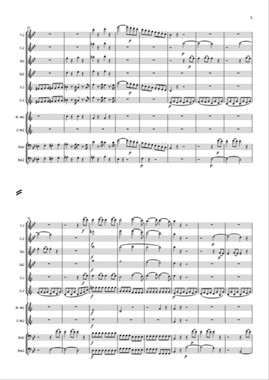 Mozart: Symphony No. 40 in G min K550 Mvt.1 - wind dectet School and Community scores gallery preview page 5