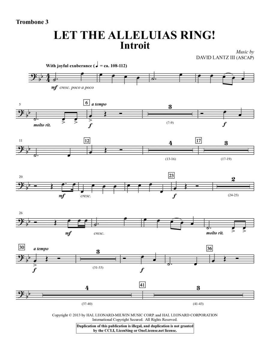 Let The Alleluias Ring! (Introit And Benediction) - Trombone 3 Choir scores gallery preview page 1