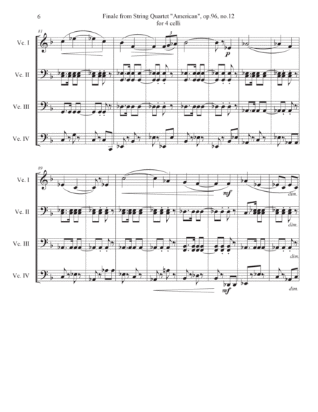 Dvorak - Finale from “America” String Quartet No.12 in F, Op.96 “America” for 4 celli