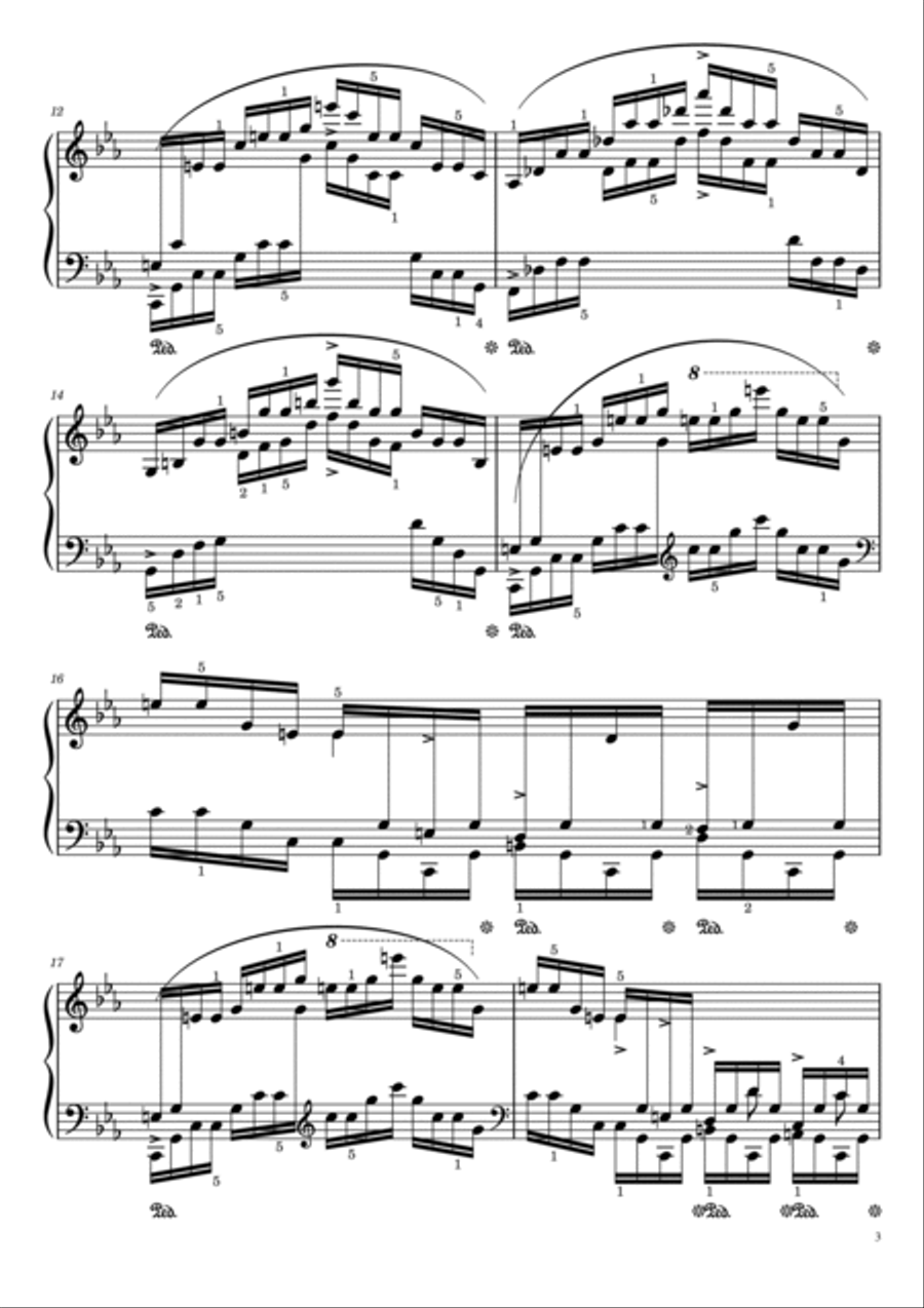 F. Chopin Etude Op.25 No.12 in C minor 'Ocean' (With Finger Number),Original Edition,For Piano Solo Piano Method scores gallery preview page 3