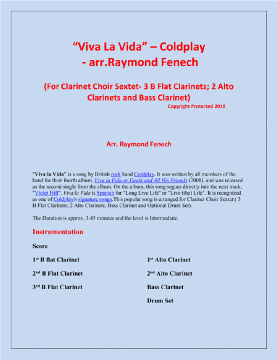 Viva La Vida Small Ensemble scores gallery preview page 2