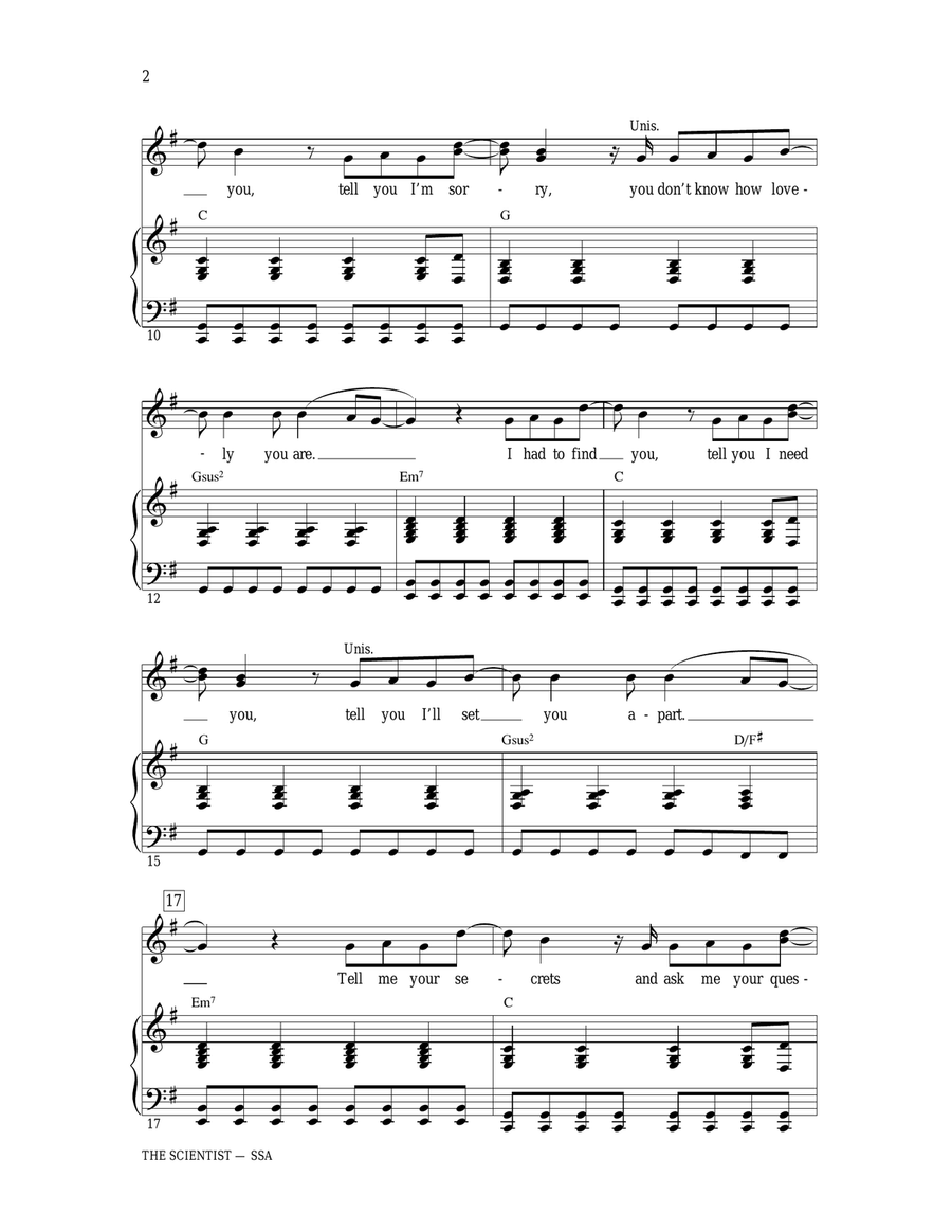 The Scientist (arr. Ed Lojeski) SSA scores gallery preview page 2