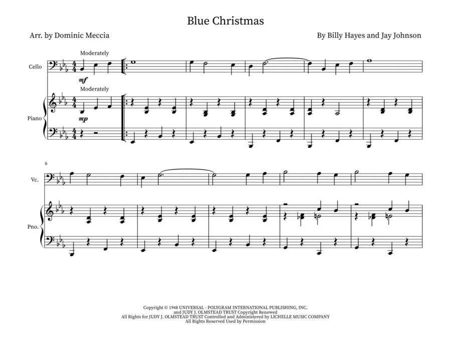 Blue Christmas Piano scores gallery preview page 1