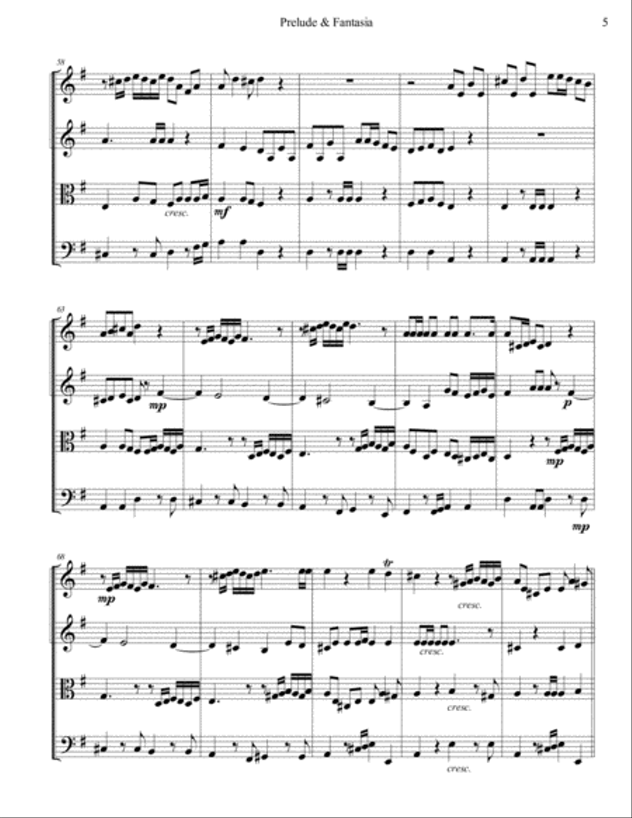 Prelude and Fantasia in G for String Quartet String Quartet scores gallery preview page 5