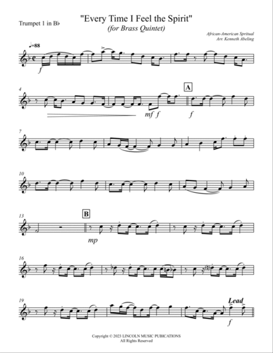 Every Time I Feel the Spirit (for Brass Quintet) Brass Quintet scores gallery preview page 6