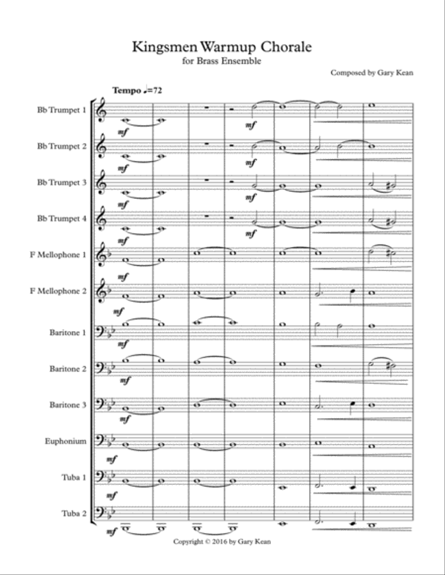Kingsmen Warmup Chorale Kingsmen Warmup Chorale Marching Band scores gallery preview page 1