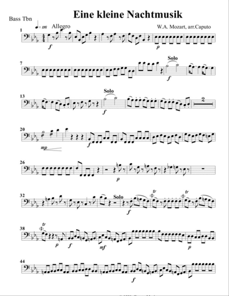 Low Brass-Eine kleine Nachtmusik-Set of Parts Brass Ensemble scores gallery preview page 5