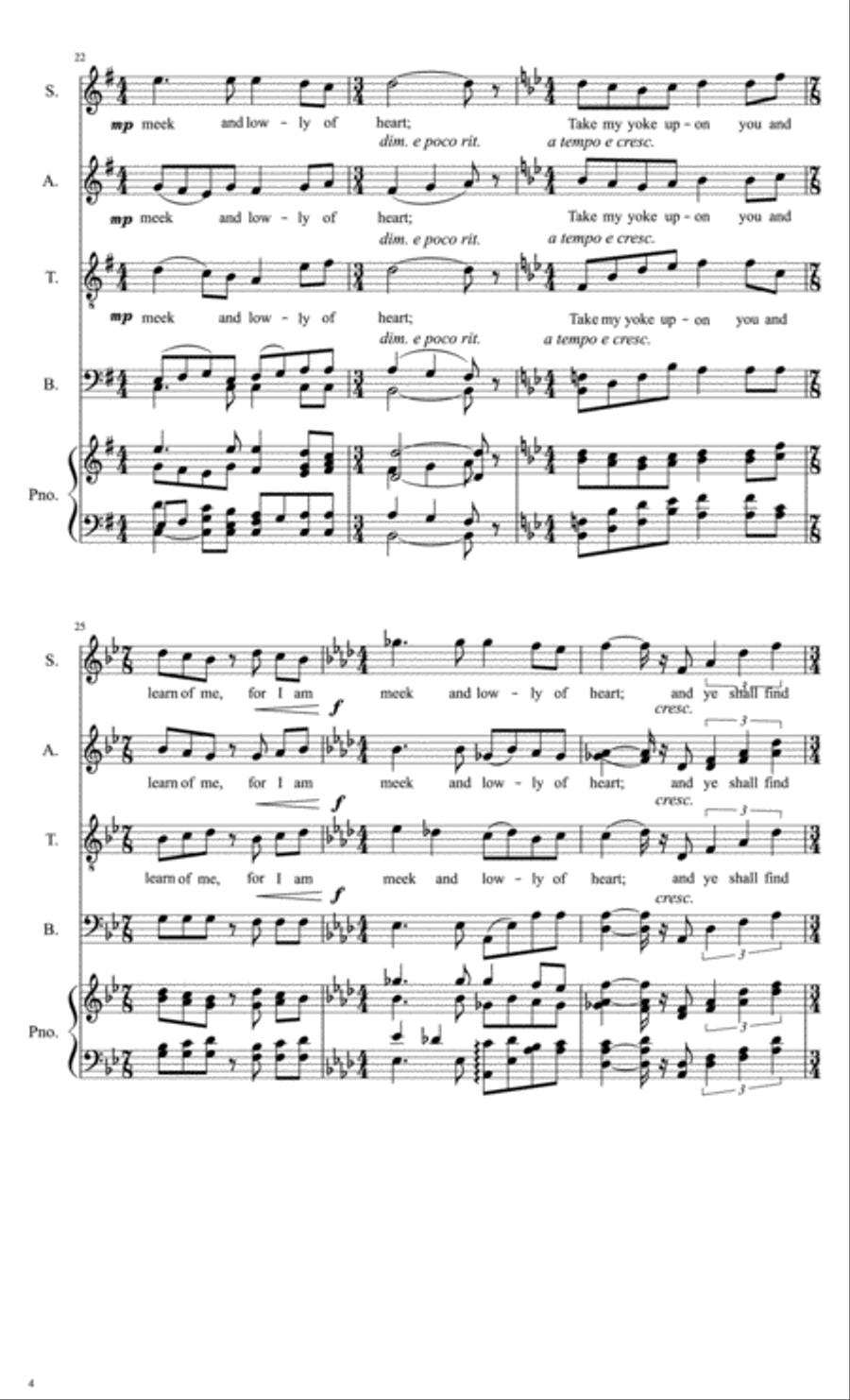 Come unto Me 4-Part scores gallery preview page 4