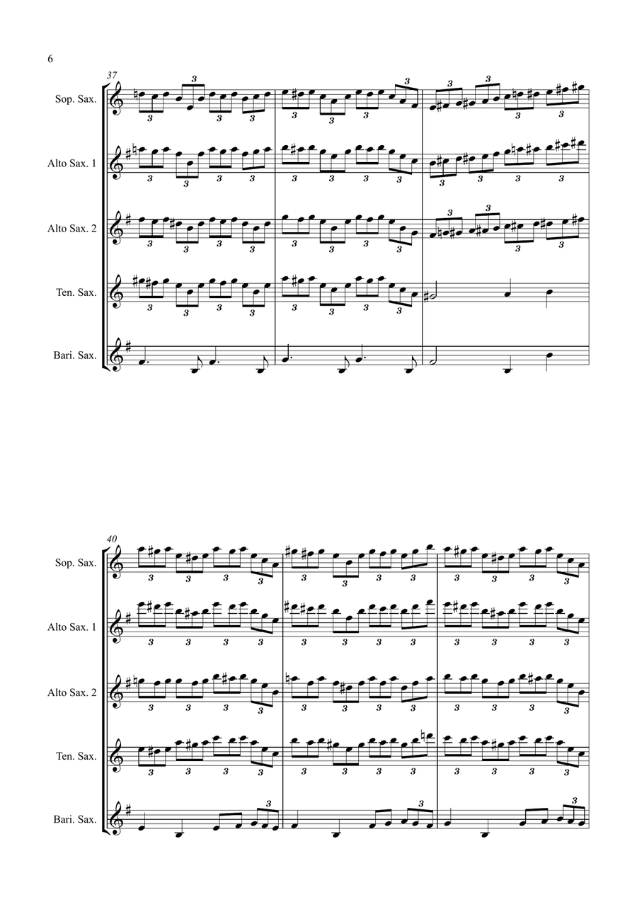 Carol of the Bells (Ukrainian Bell Carol) - Jazz Arrangement for Saxophone Quartet Saxophone Quartet scores gallery preview page 6